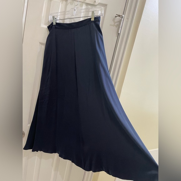 Vintage 100% Silk Satin Blue Midi Skirt - Picture 2 of 5